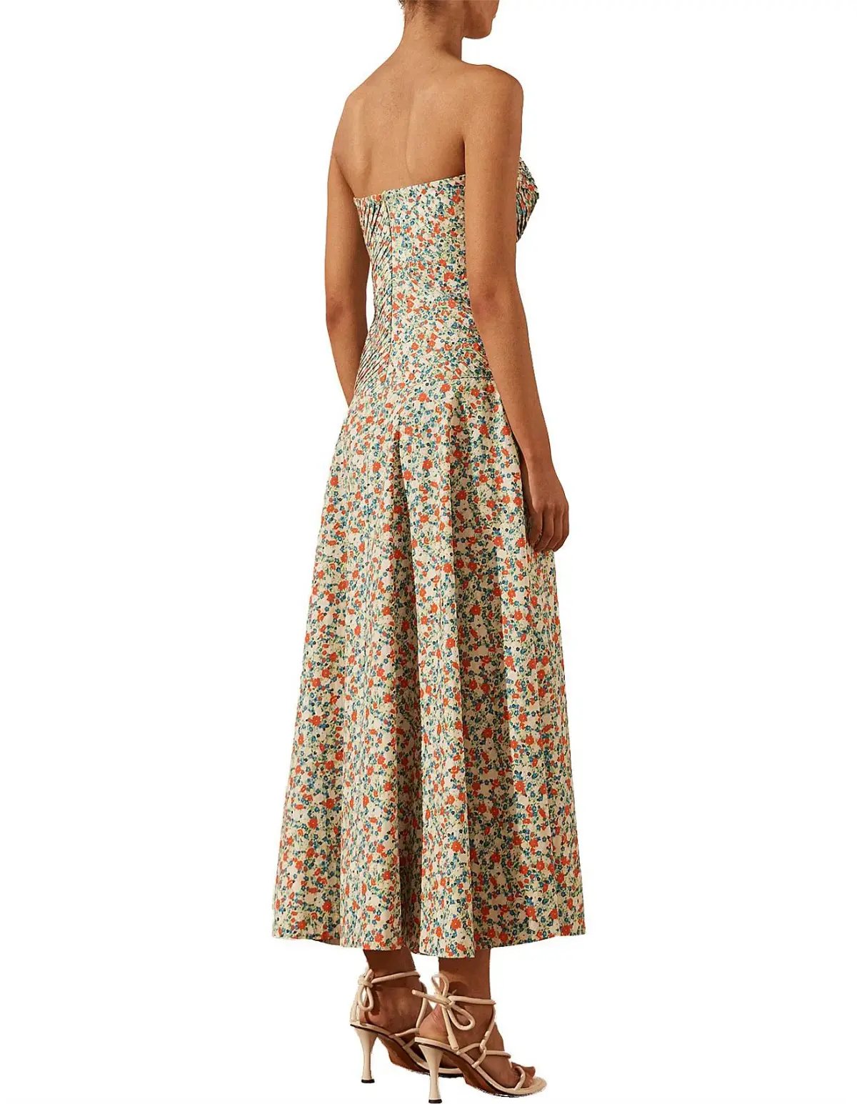 Shona Joy Ulani Strapless Pleated Midi Dress Floral Size 8 photo 4