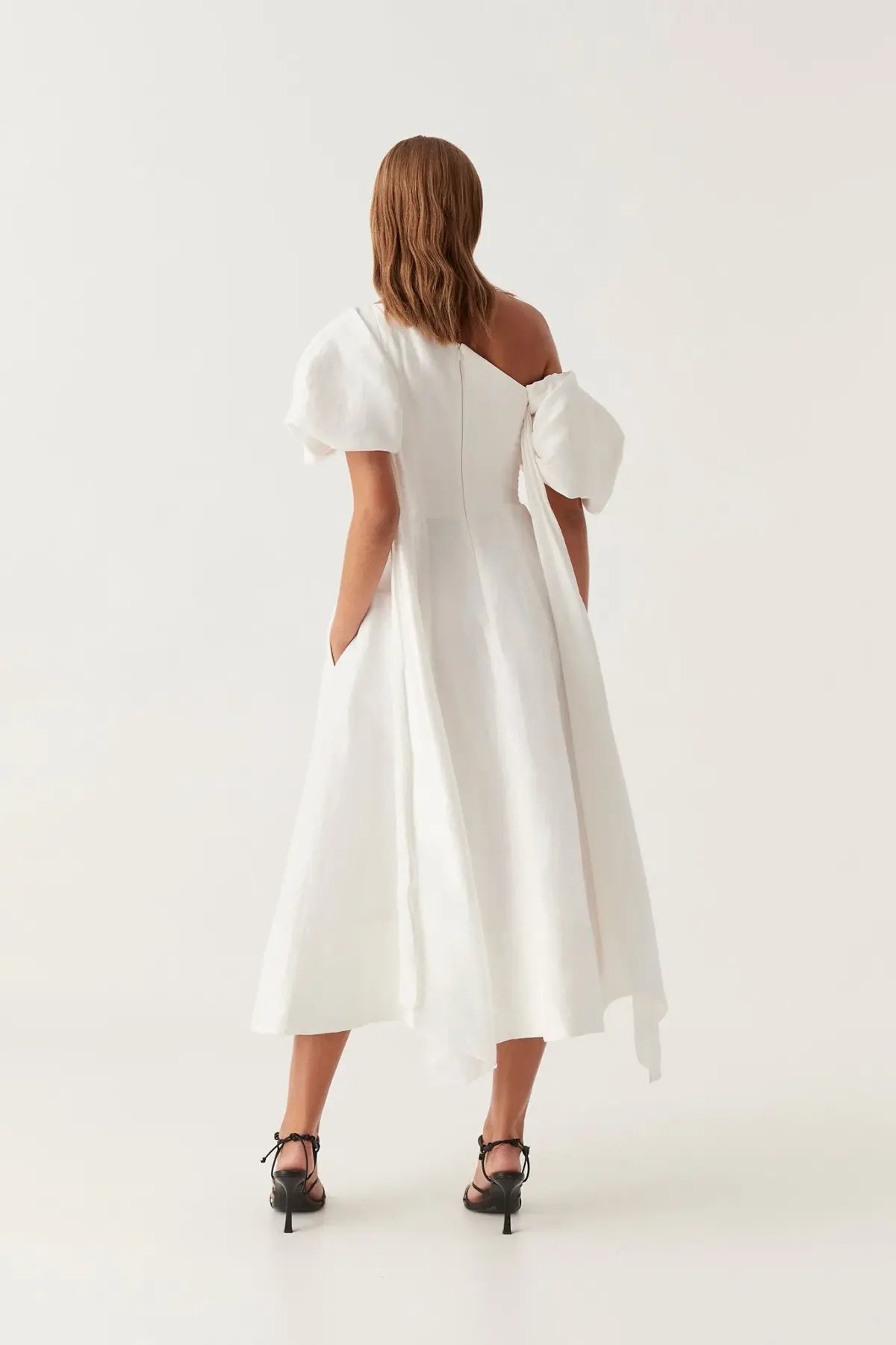 Aje Arista Tulip Midi Dress Ivory Size AU 8 photo 2