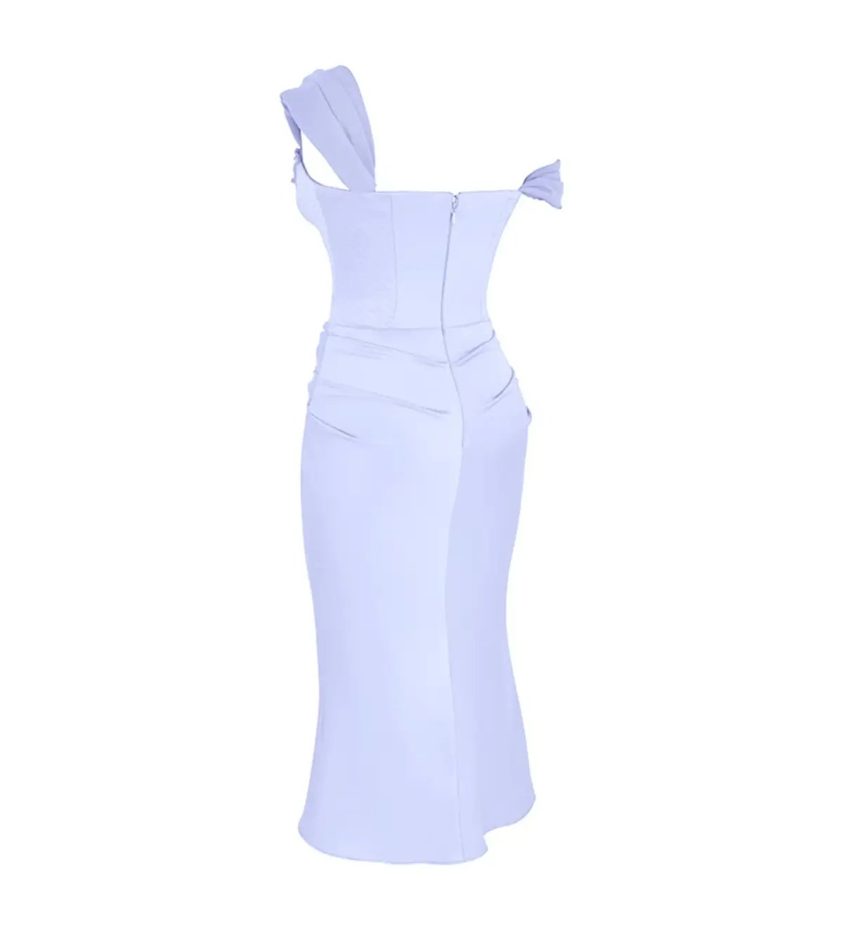 House of CB Natalya Sky Satin Corset Midi Dress Sky Blue Size S/Size AU 8 photo 7