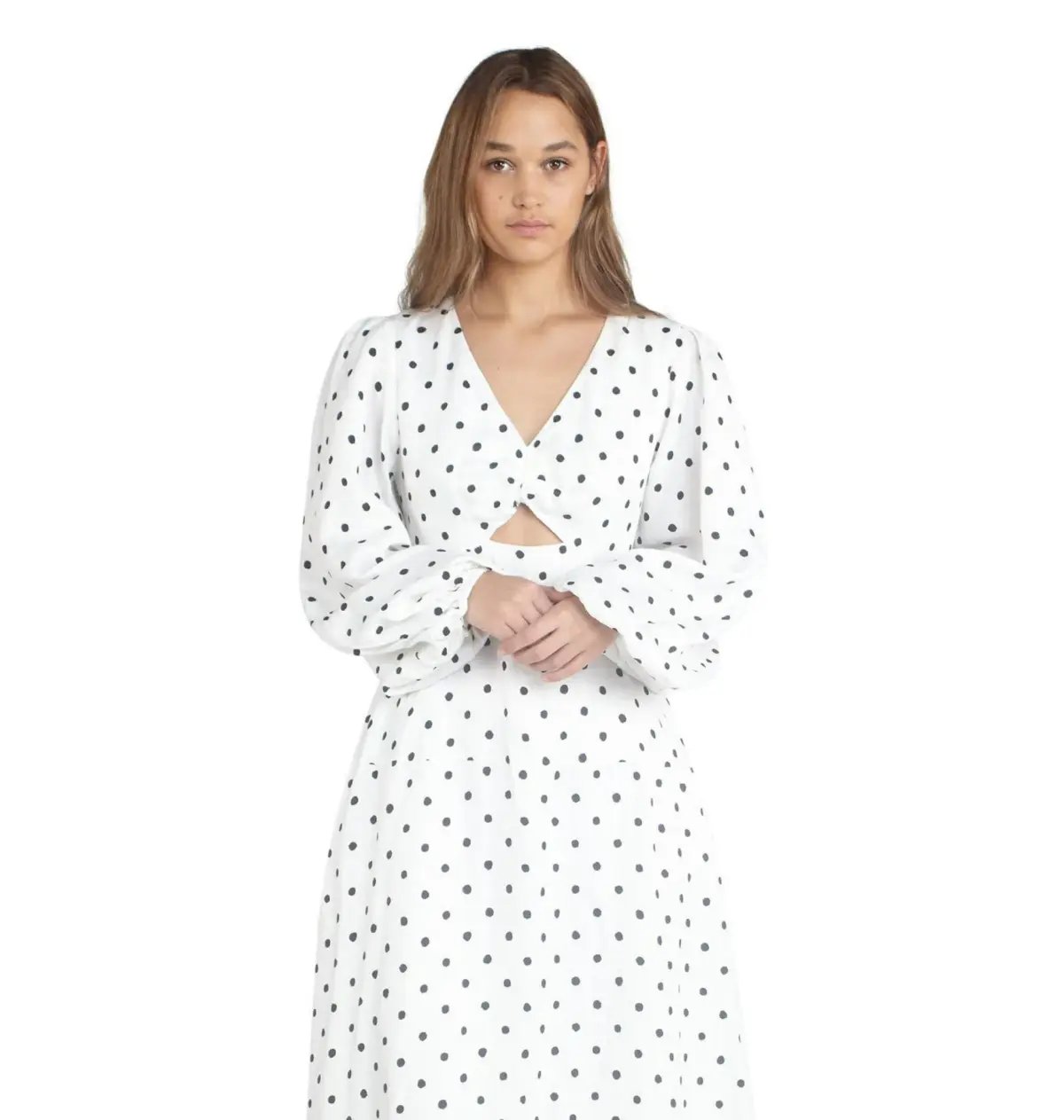 Aje Liberation Blouson Midi Dress Cream and Black Dot Size M / AU 10 photo 3