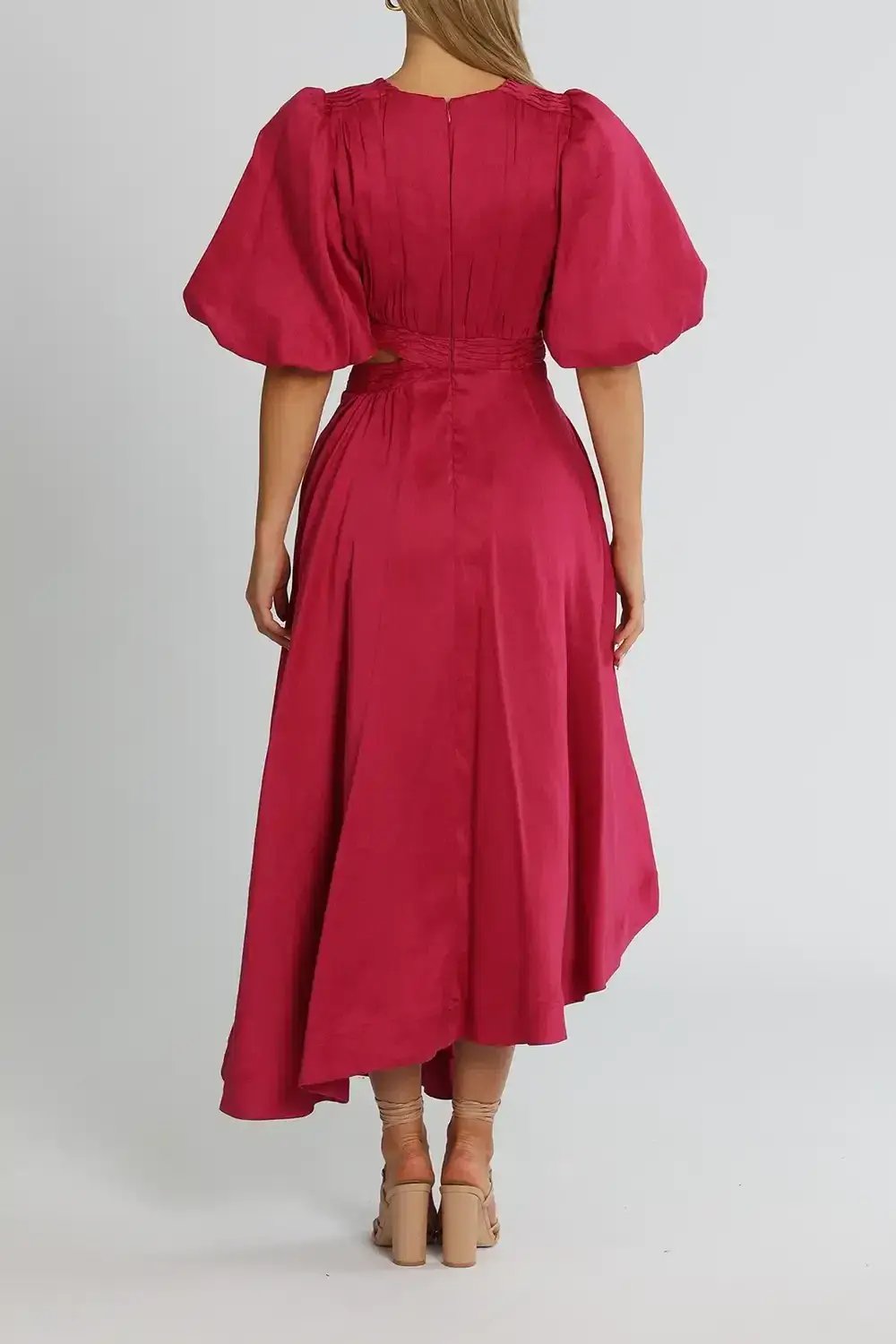 Aje Tidal Tucked Midi Dress Pink Size 6 photo 4