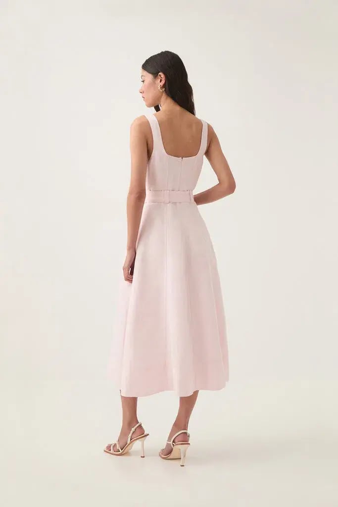 Aje Clay Belted Midi Dress Pastel Pink size8 photo 3