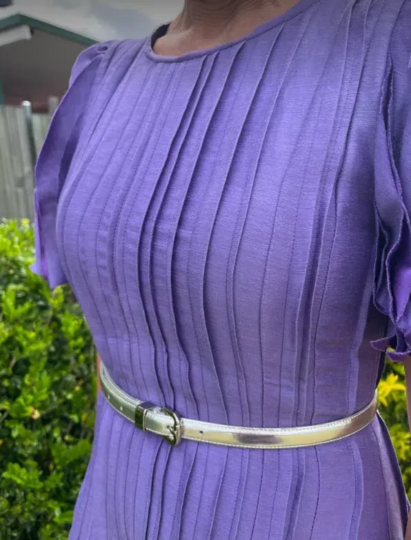 Aje Nova Pleated Midi Dress in Deep Violet Size 6 photo 4