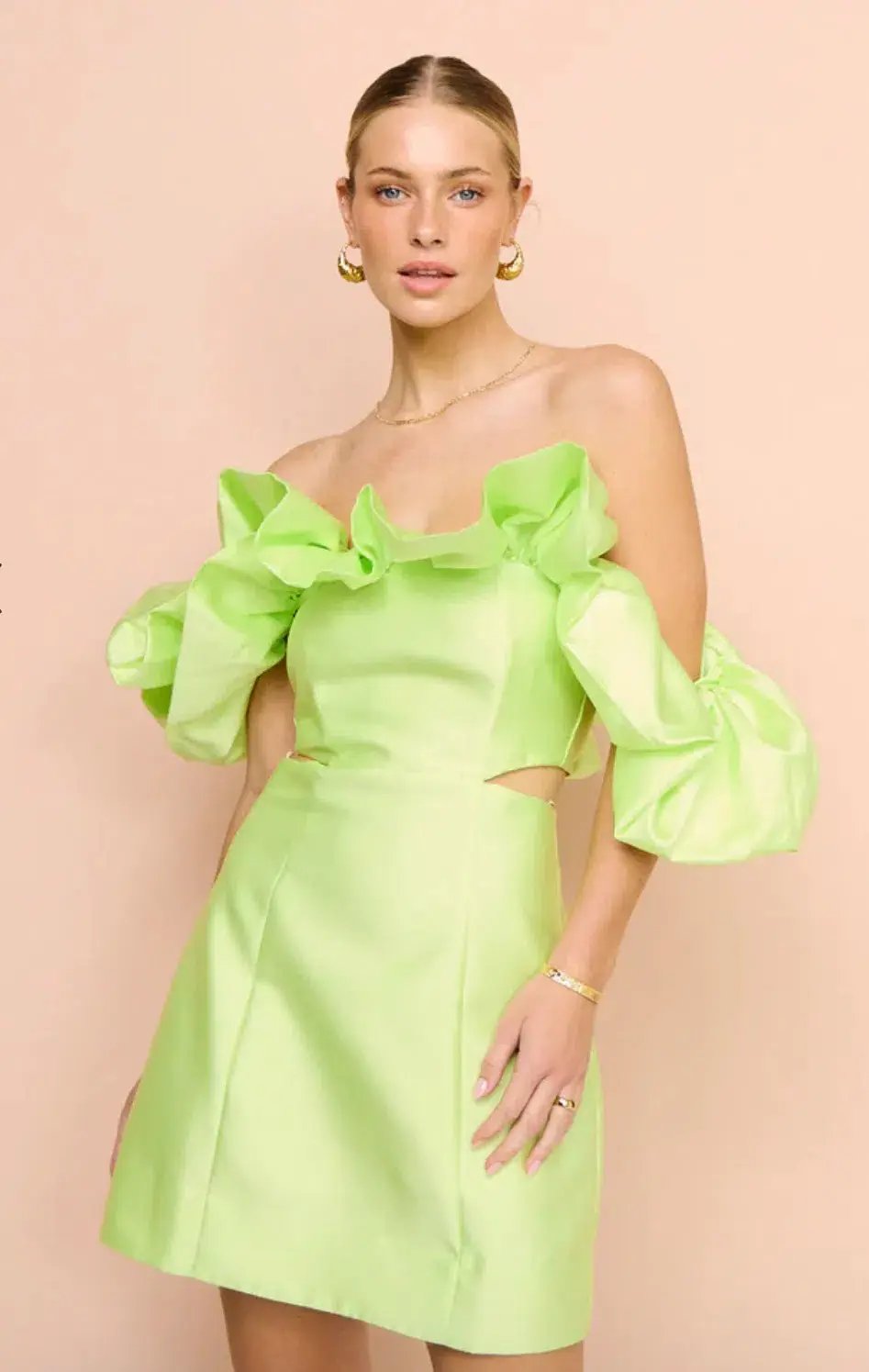 Alemais Suzi Off Shoulder Mini Dress Green Size 8 photo 2
