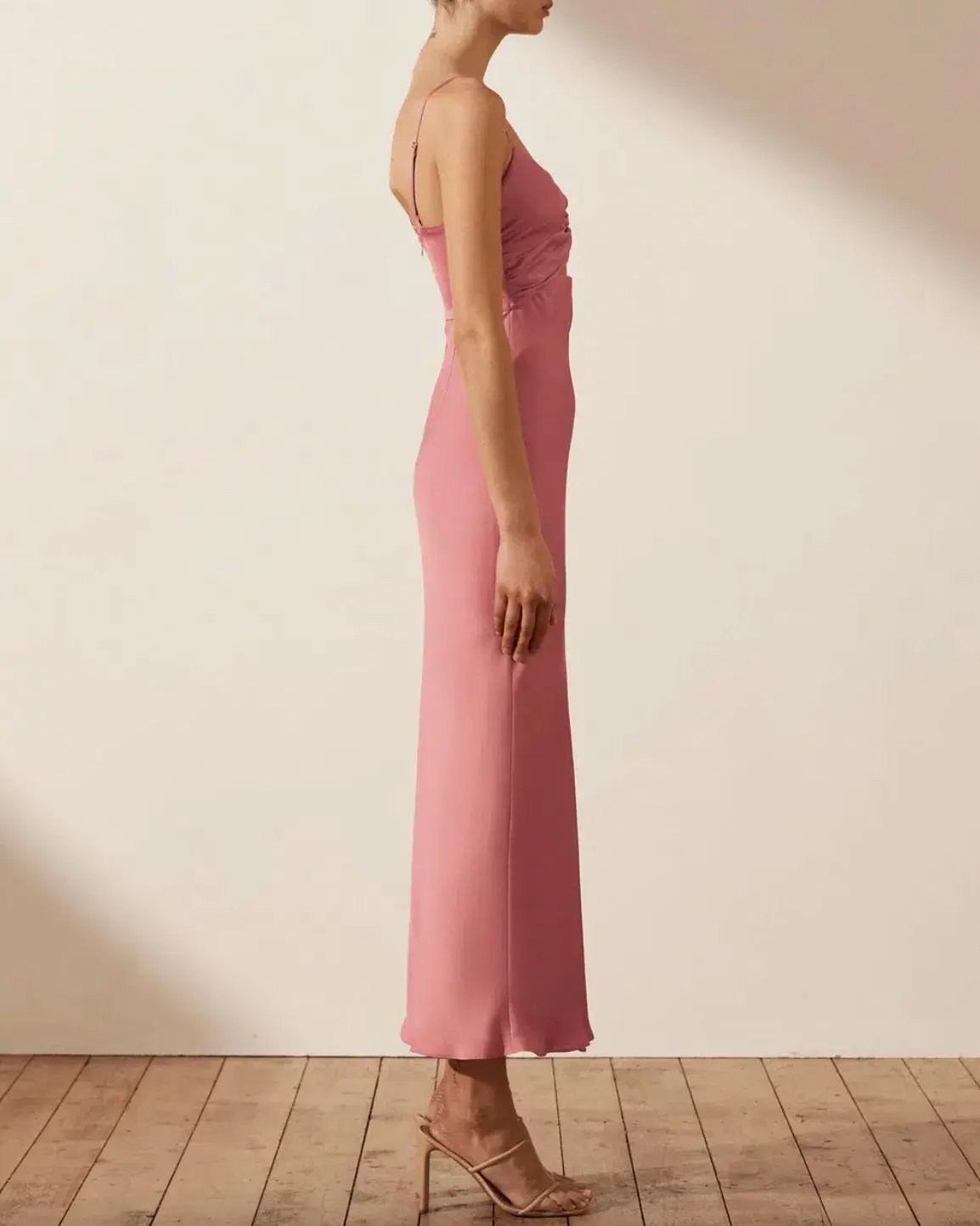 Shona Joy Luxe Twist Front Sleeveless Midi Dress Pink Size 10 photo 3