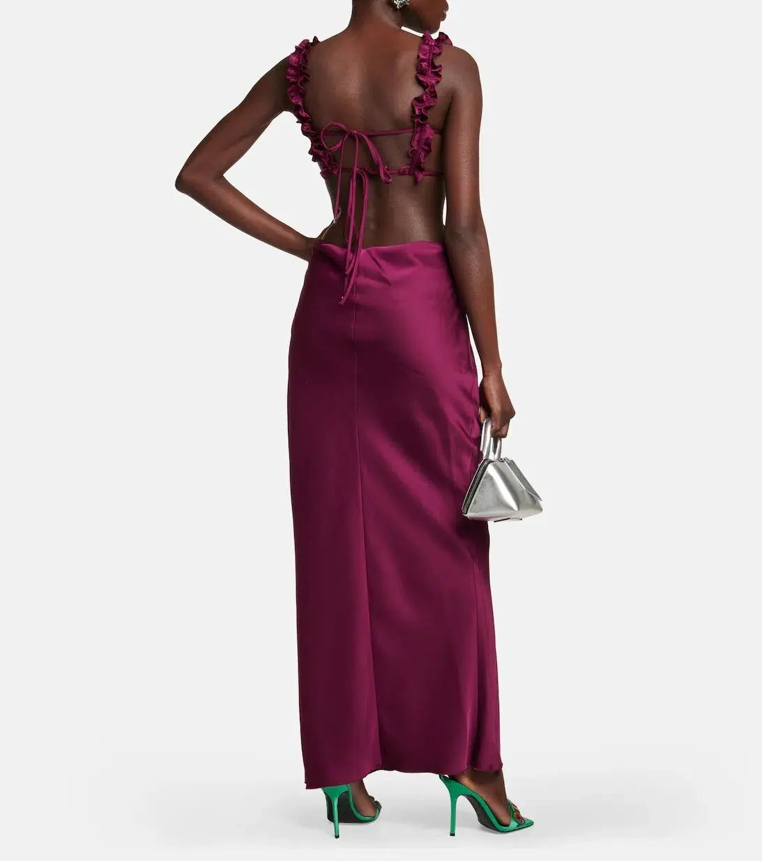 Attico Amber Cutout Satin Midi Dress In Purple Size 6 photo 2