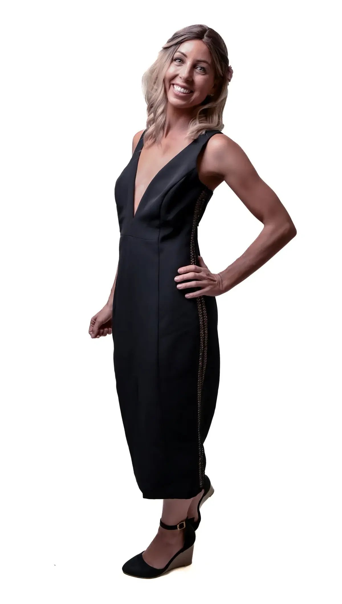 Bardot Bodycon Midi Dress Black Size 12 photo 2