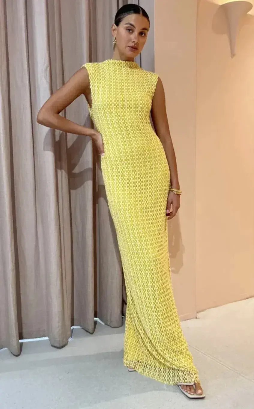 Camilla and Marc Riviera Column Dress Yellow Size 12 photo 8