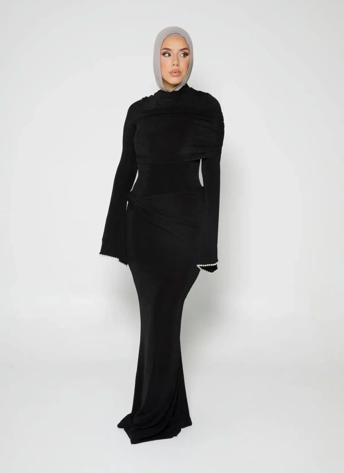 Alaía Muse Luna Pearl Sleeve Maxi Dress Black Size S / AU 8 photo 2