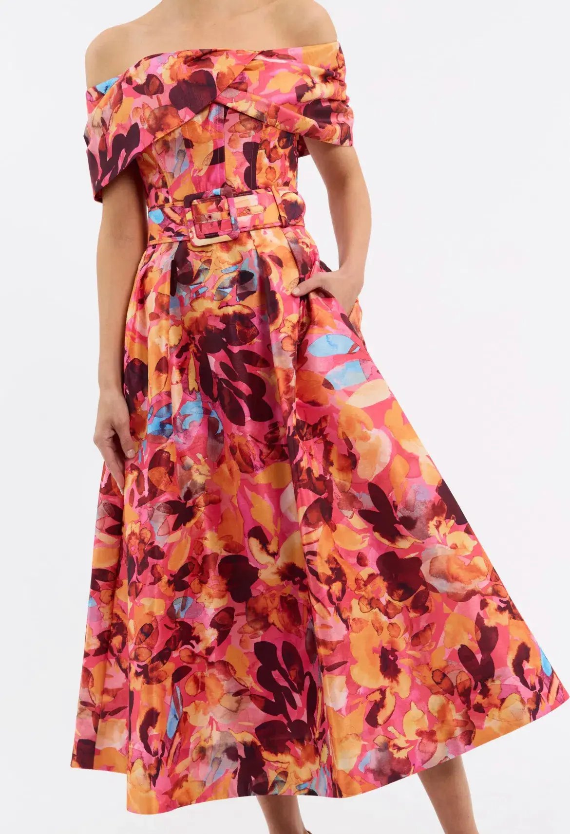Rebecca Vallance Gardenia Midi Dress Pink Floral Size 14 photo 4