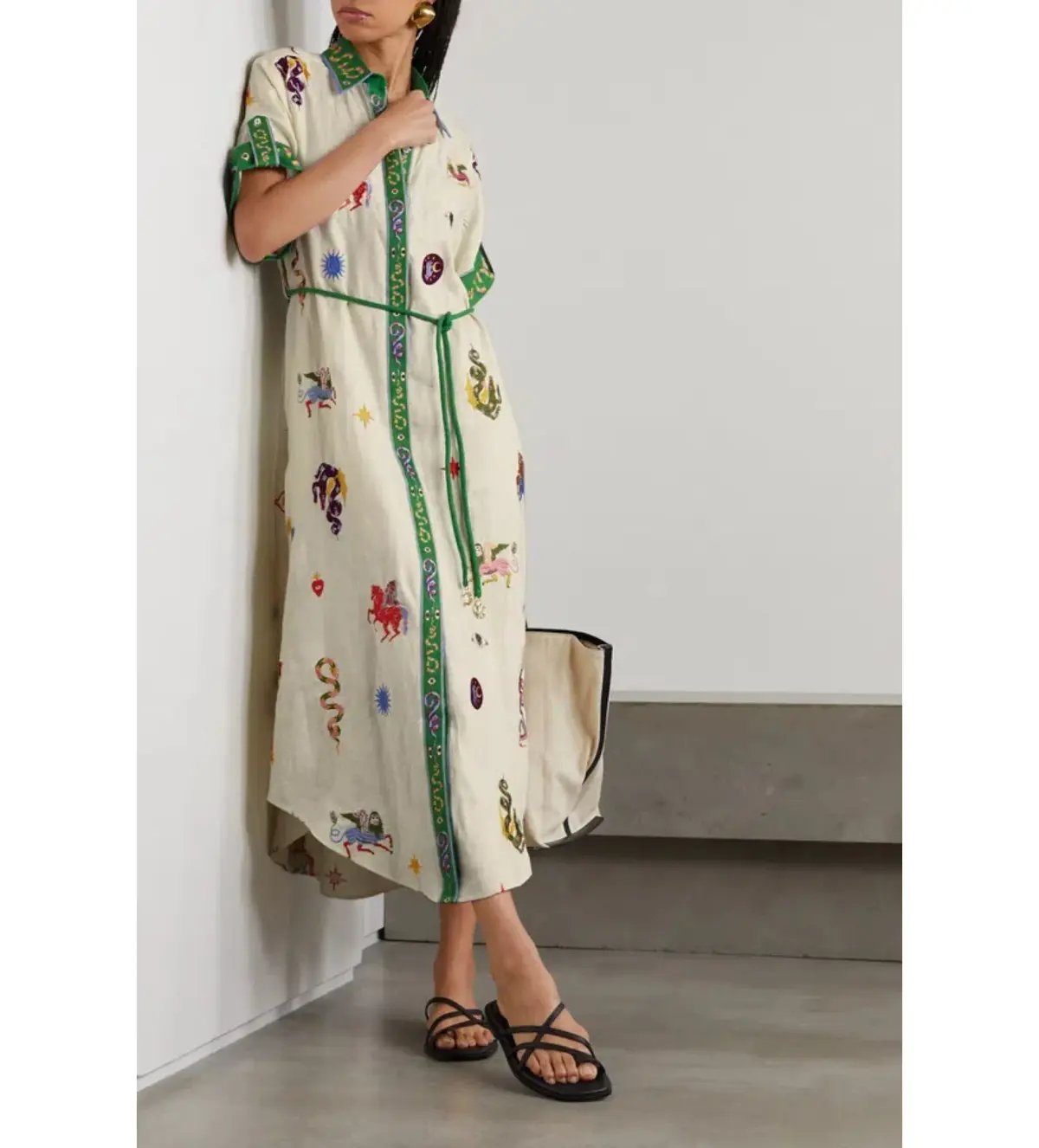 Alemais Seeker Embroidered Midi Shirt Dress Multi Print Size AU 10 photo 2