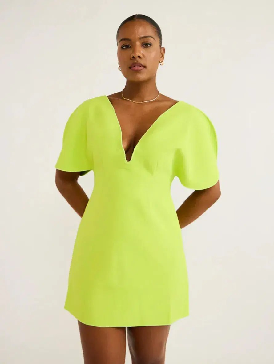 Acler Rogeron Mini Dress Citron Size 8 photo 2