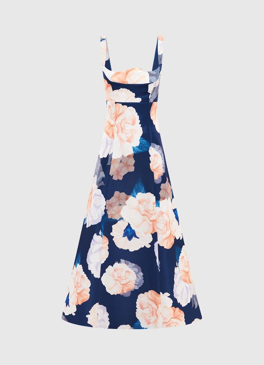 LEO LIN ODETTE MIDI DRESS - ROSEBUD PRINT IN NAVY photo 6