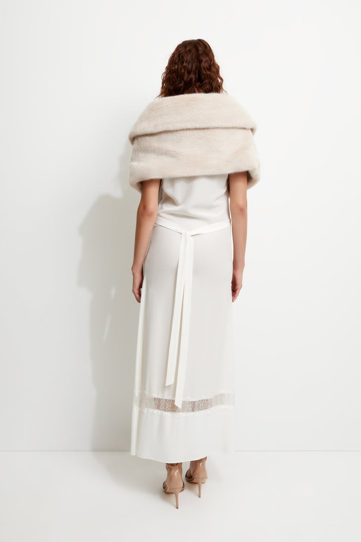 UNREAL FUR Champagne Wrap Fur Stole (Nude Pink) photo 9