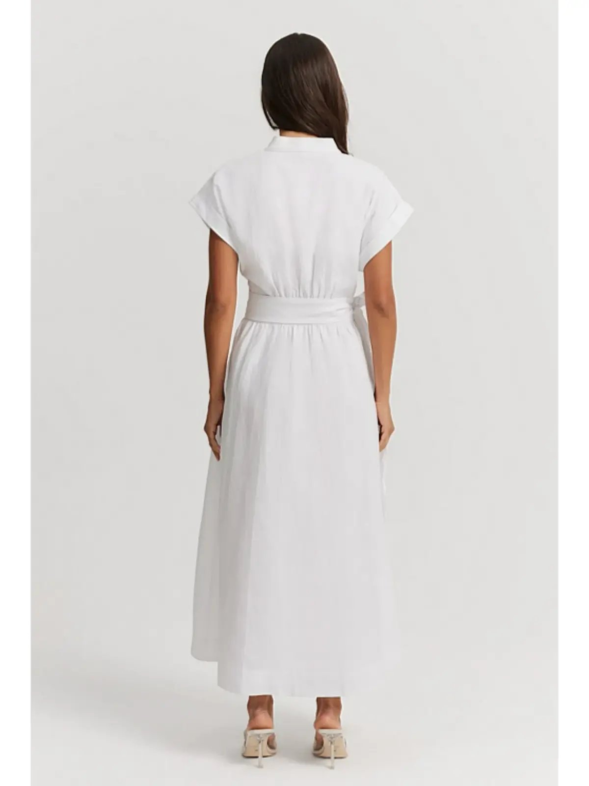 Country Road Organically Grown Linen Wrap Midi Dress White Size AU 10 photo 4
