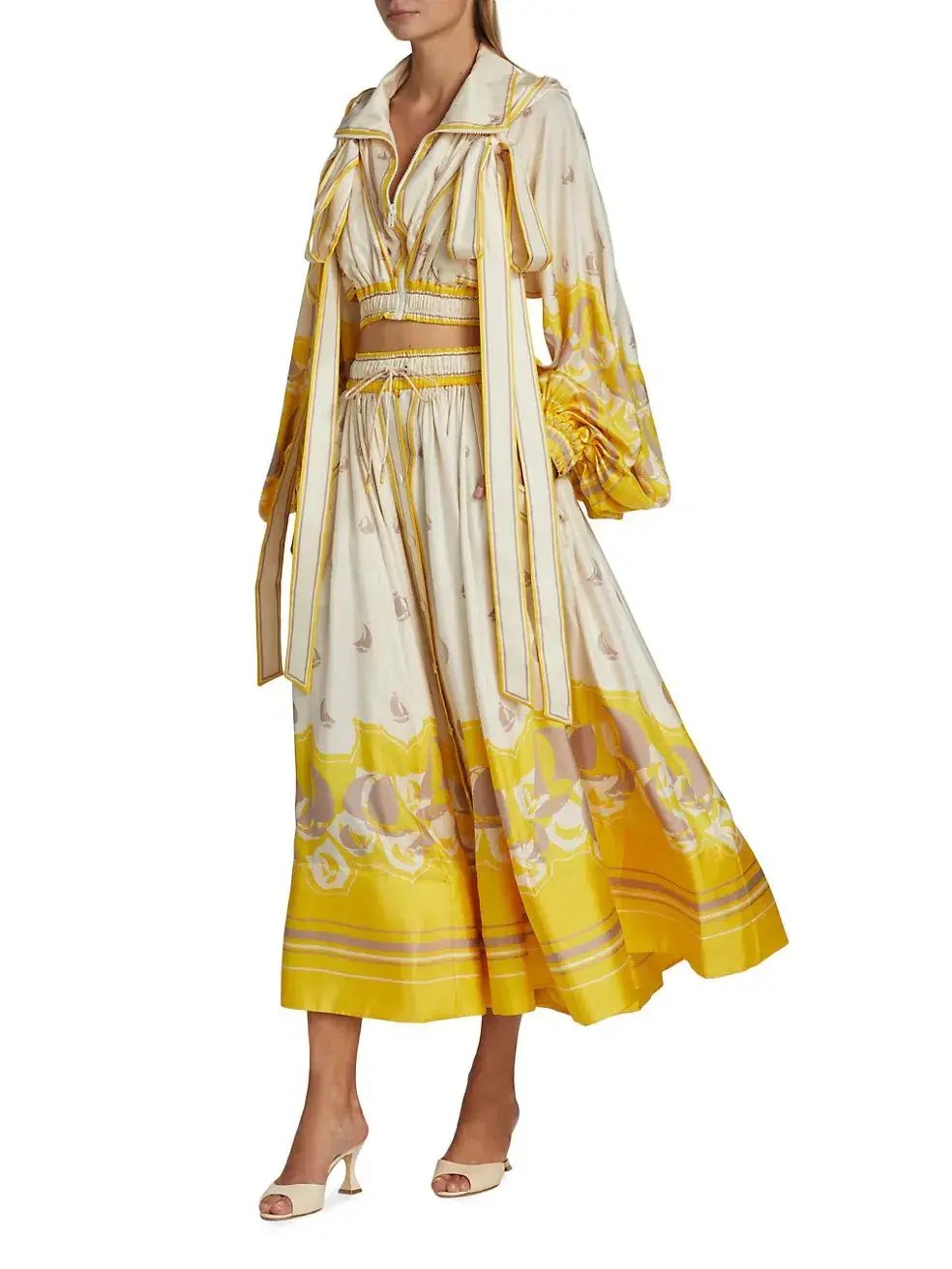 Zimmermann High Tide Crop Jacket and Skirt Set Print Size 4/Au 16 photo 2