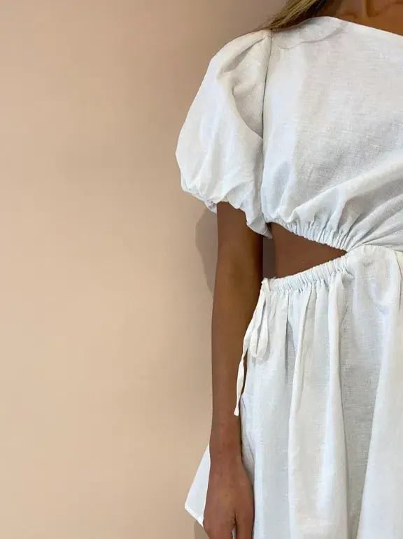 By Nicola Gabriella Asymmetrical Mini Dress in White Size AU 8 photo 3