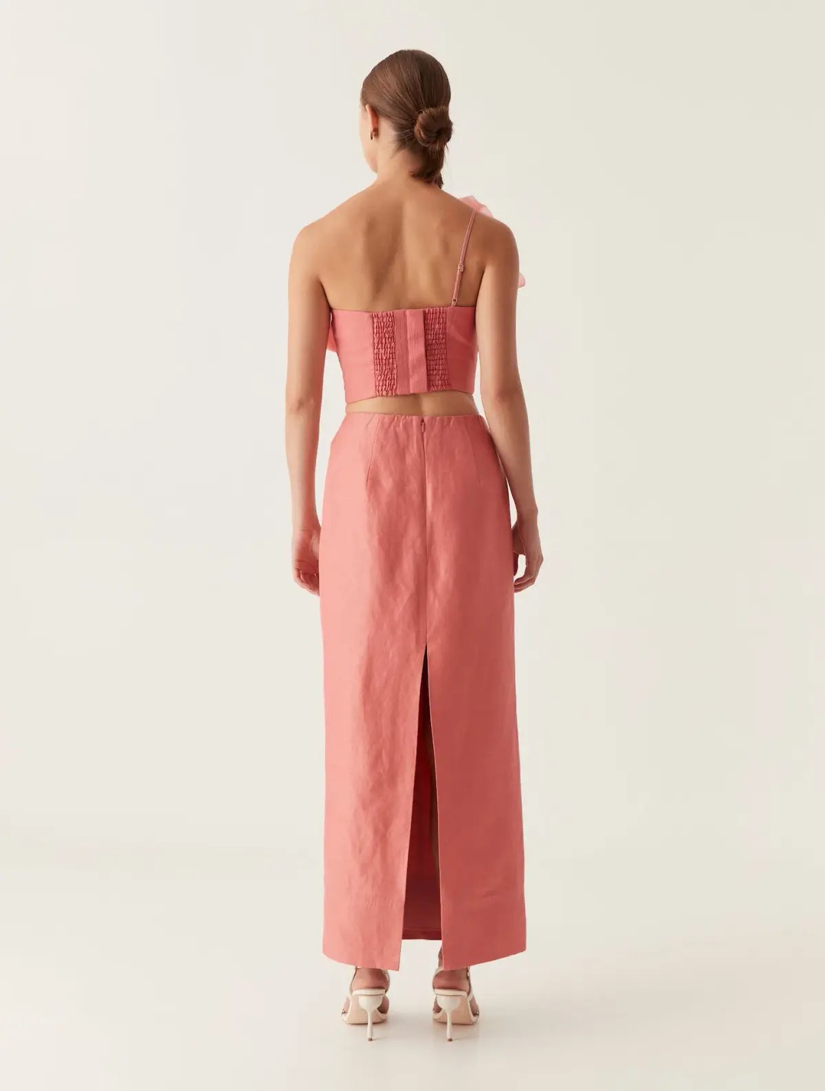 Aje Flame Crop Top and Mary Column Maxi Skirt Set Guava Pink Size 10 photo 3