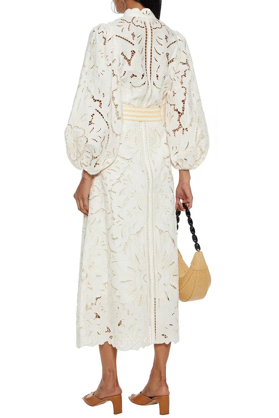 Zimmermann Empire Belted Broderie Anglaise Linen Midi Dress Ivory Size 0 / AU 8 photo 2