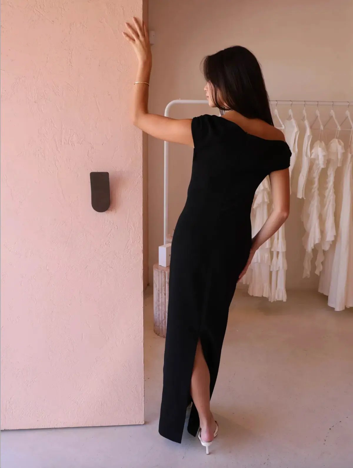 By Nicola Vivian Crepe Maxi Dress Black Size 8 photo 6
