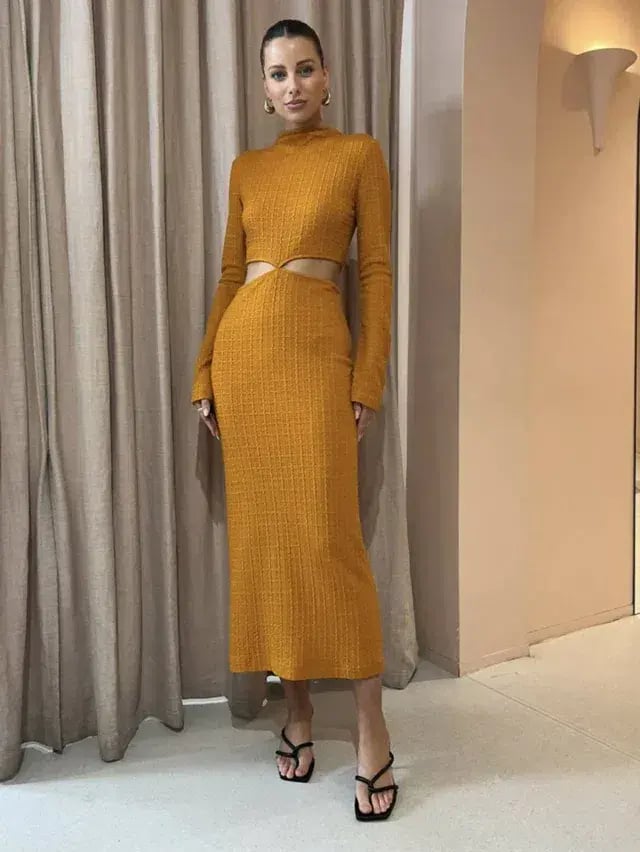 Camilla and Marc Nemesia Long Sleeve Dress Burnt Orange Size 10 photo 3