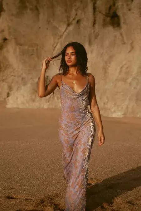 Rat & Boa Athena Purple Lilac Silk Maxi Dress Size AU 10 photo 3