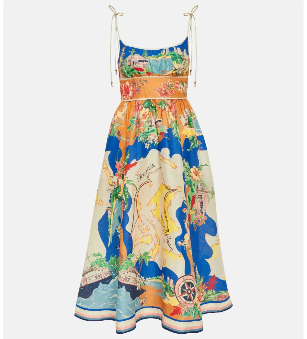 Zimmermann Alight Picnic Midi Dress Nautical Map Size 4 / AU 16 photo 5