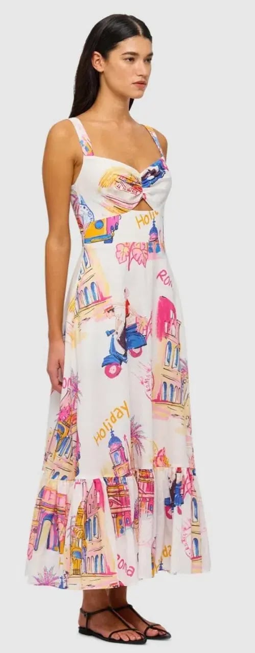 Leo Lin Lexi Ruched Bust Midi Dress in Fiesta Print Size 12 photo 2