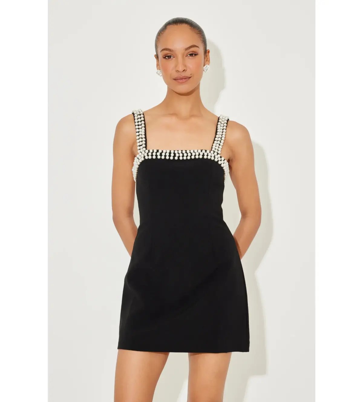Odd Muse The Ultimate Muse Pearl Trim Mini Dress Black Size S/8 photo 2
