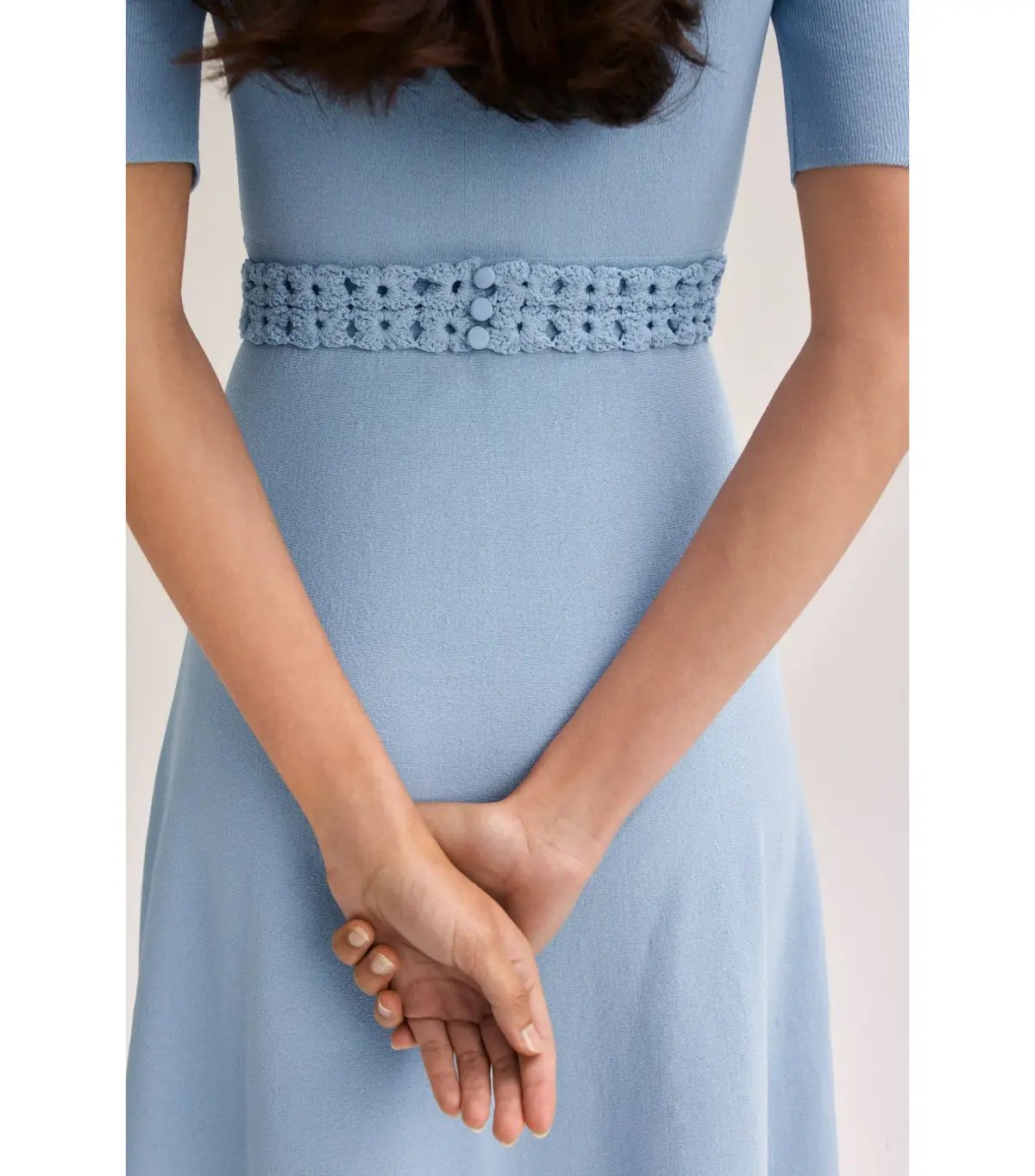 Scanlan Theodore Crepe Knit Daisy Soft Dress Denim Size M / AU 10 photo 5