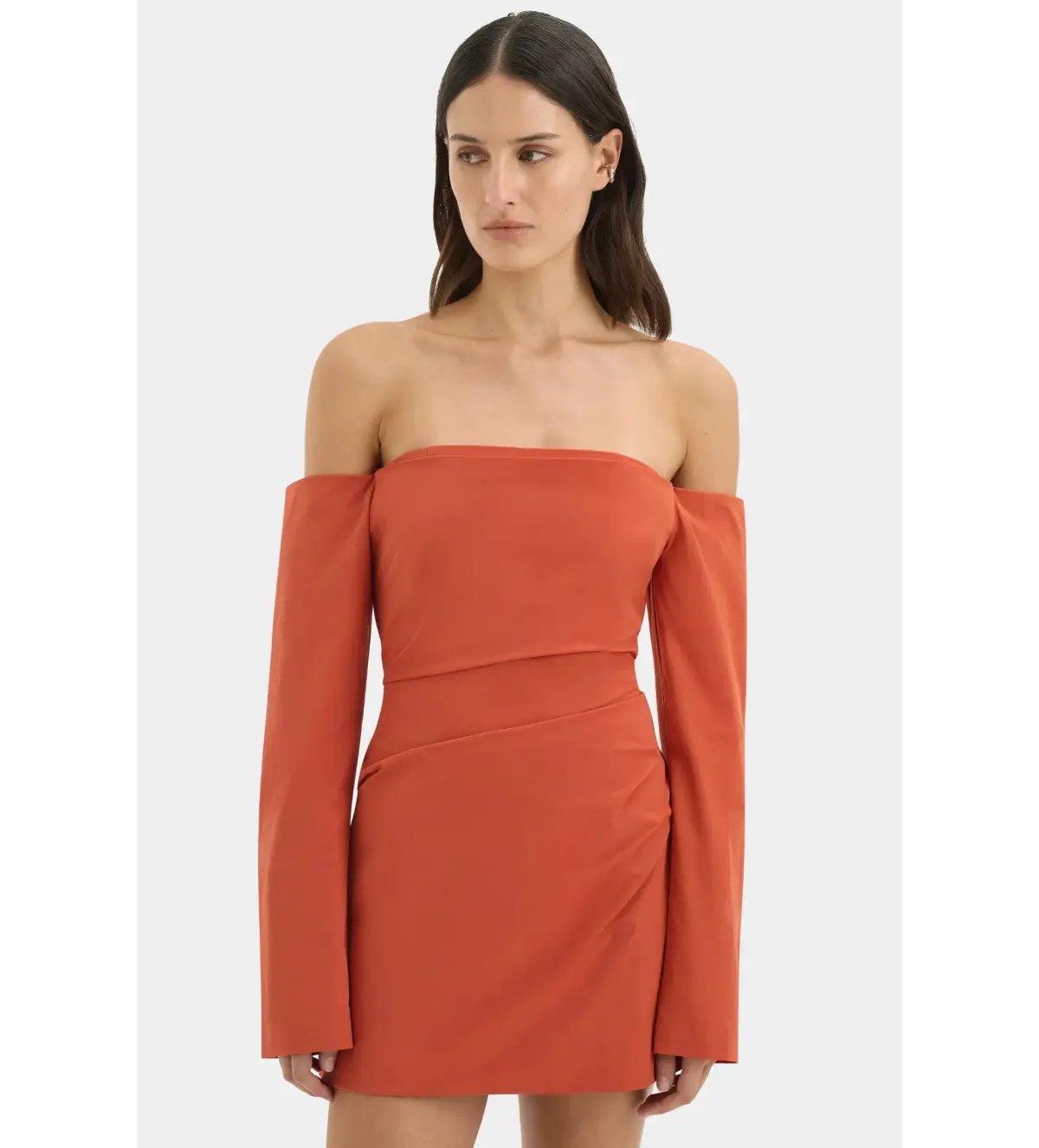 Sir the Label Rossana Off Shoulder Mini Dress Terracotta Size 1 AU 8 photo 4