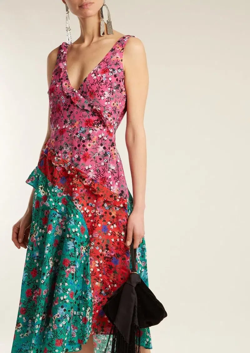 Saloni Aggie Ruffle Midi Dress Print Size 6 photo 4