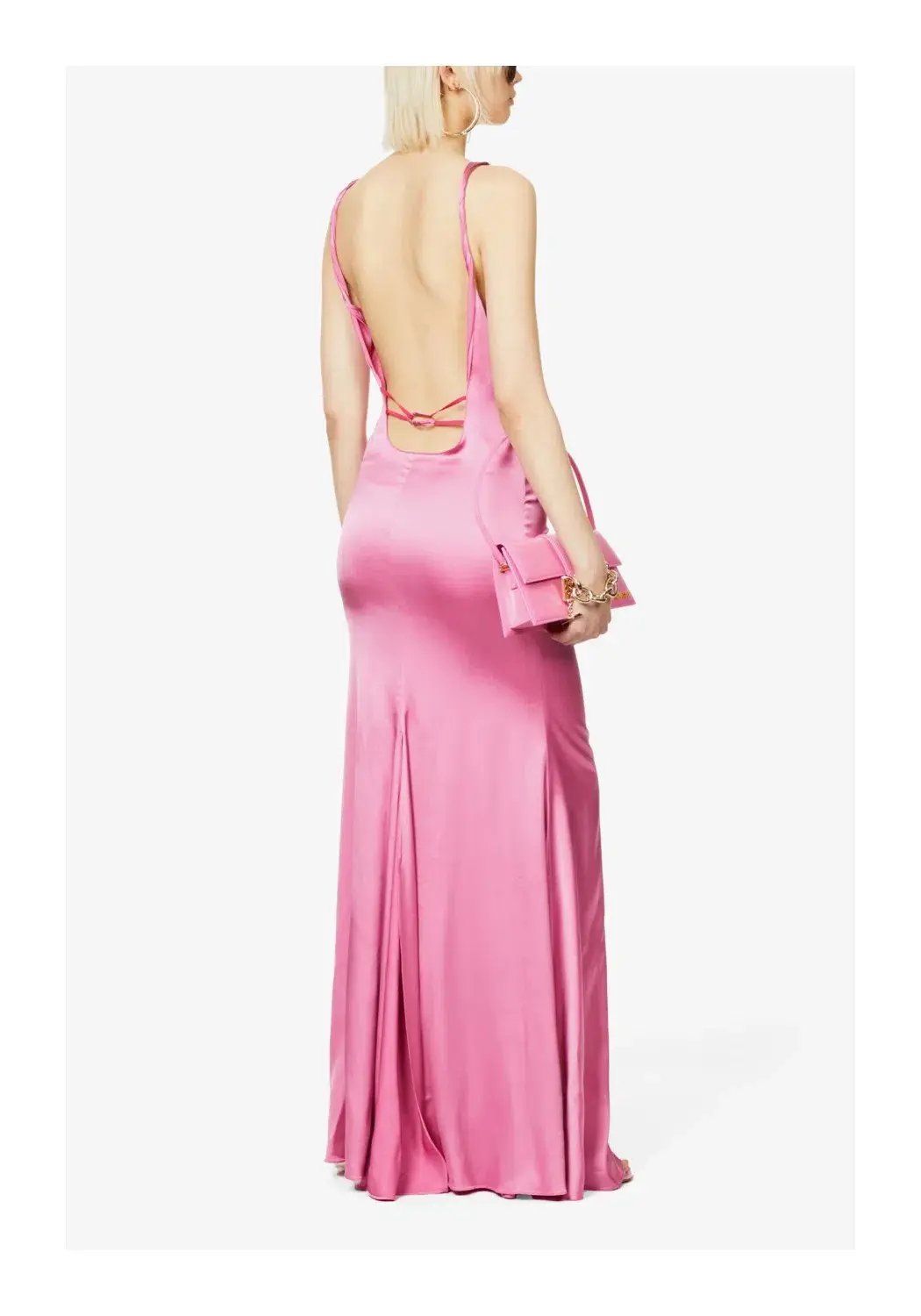 Jacquemus Mentalo Open-Back Satin Maxi Dress Pink Size 12 photo 2