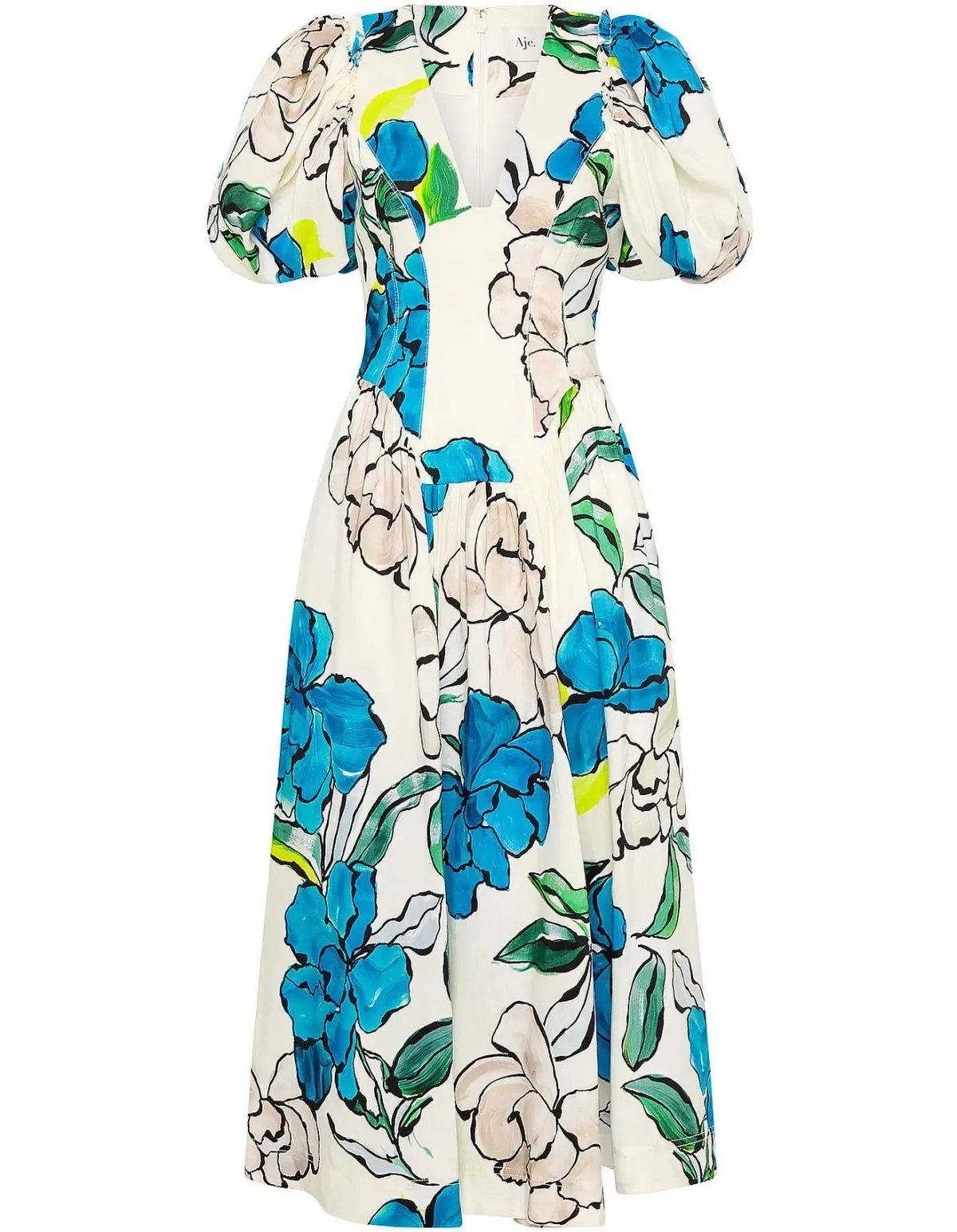Aje Pedestal Corseted Midi Dress Floral Size 16 photo 5
