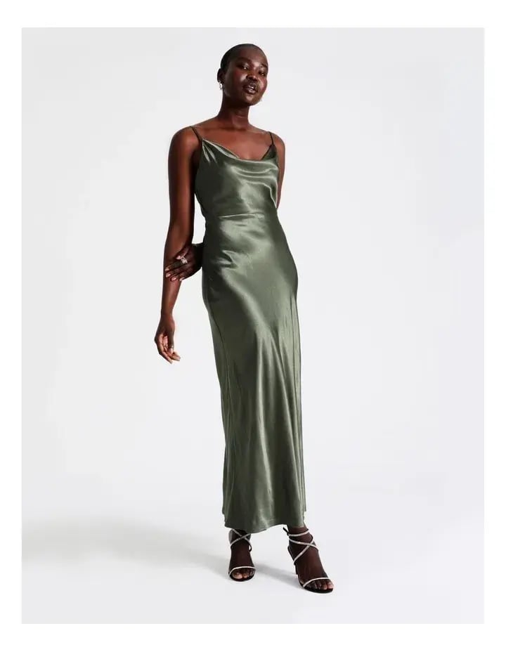 Wayne Cooper Cowl Neck Satin Slip Dress Green Size 18 photo 3