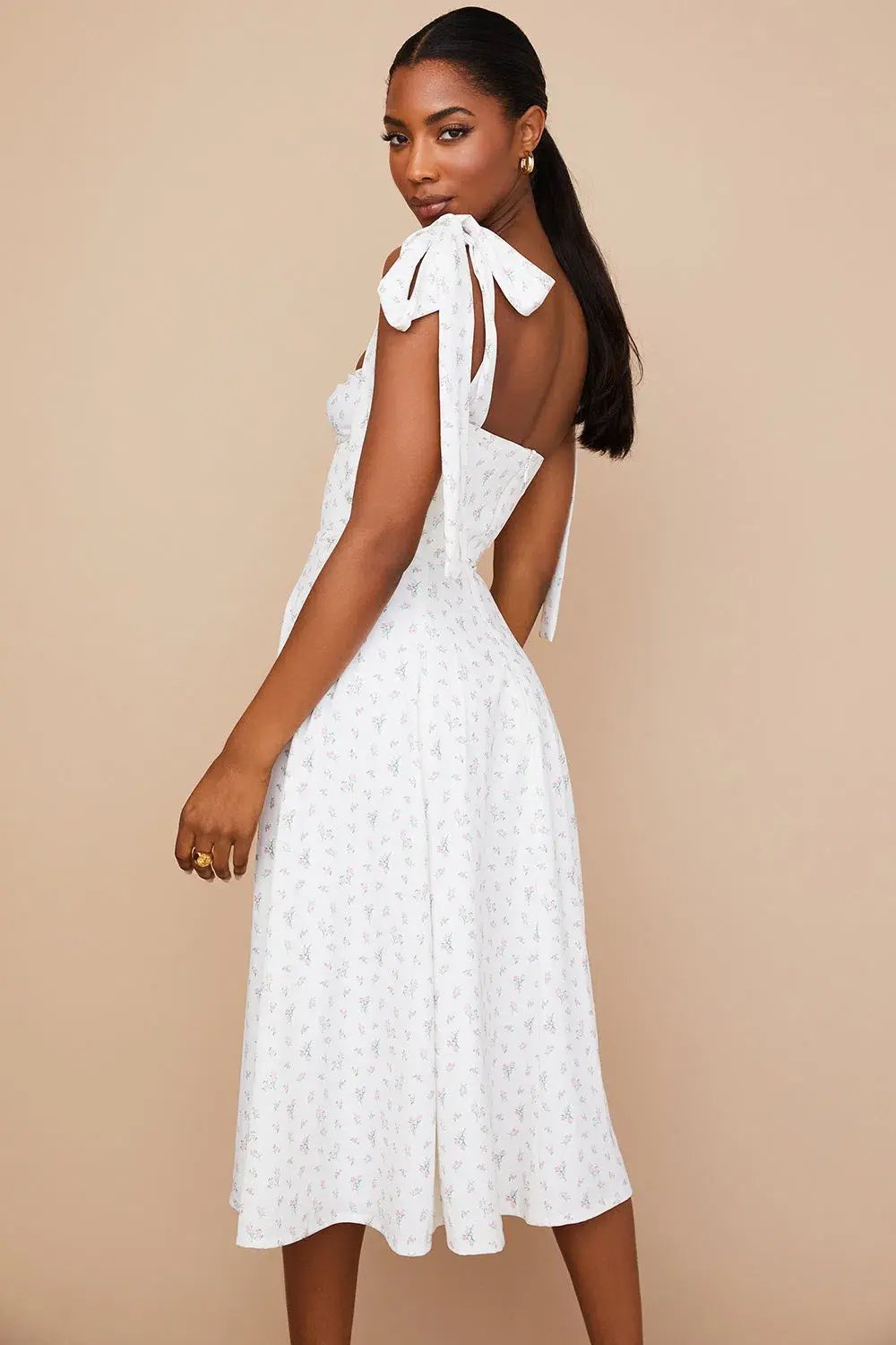 House of CB Alicia Midi Dress White Floral Size S / Au 8 photo 2
