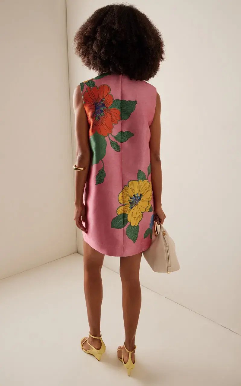 Alemais Piato Floral Satin Mini Shift Dress Exclusive Pink Size AU 6 photo 3