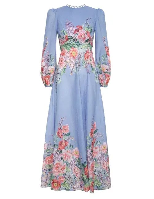 Zimmermann Bellitude Floral Long Dress in Cornflower Floral Size 0 / AU 8 photo 2