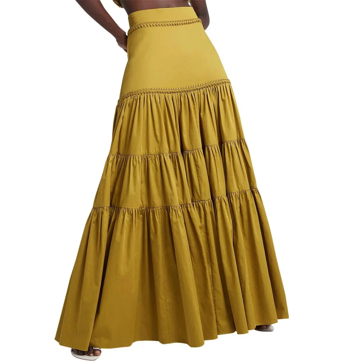 AJE Medina Casabianca Braided Tiered Skirt Yellow Size 16 photo 2