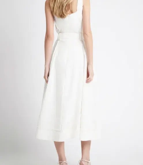 Aje Byblos Linen Belted Midi Dress White Size 6 photo 2
