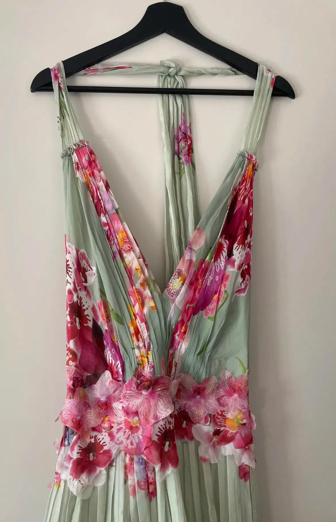 Alberta Ferretti Silk Floral Dress Green Size 8 photo 4