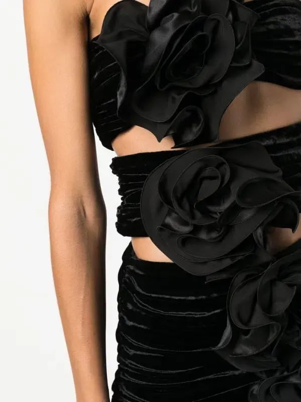 Magda Butrym Strapless Velvet Bandage Rosette Mini Dress Black Size 8 photo 5