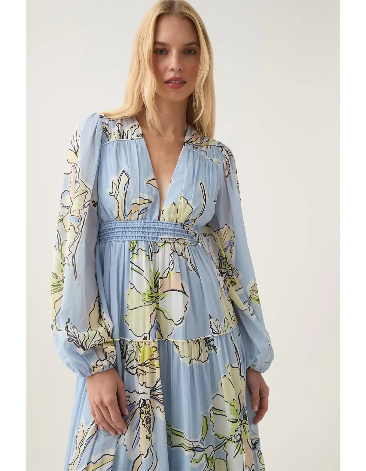 Aje Romantica Voile Maxi Dress Blue Hibiscus Size S / AU 8 photo 2