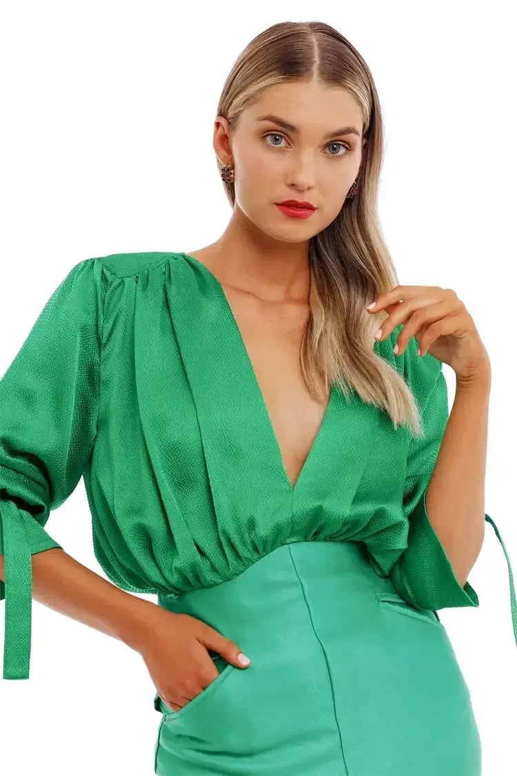 Nicola Finetti Arida Low Plunge Dress Green Size 14 photo 4