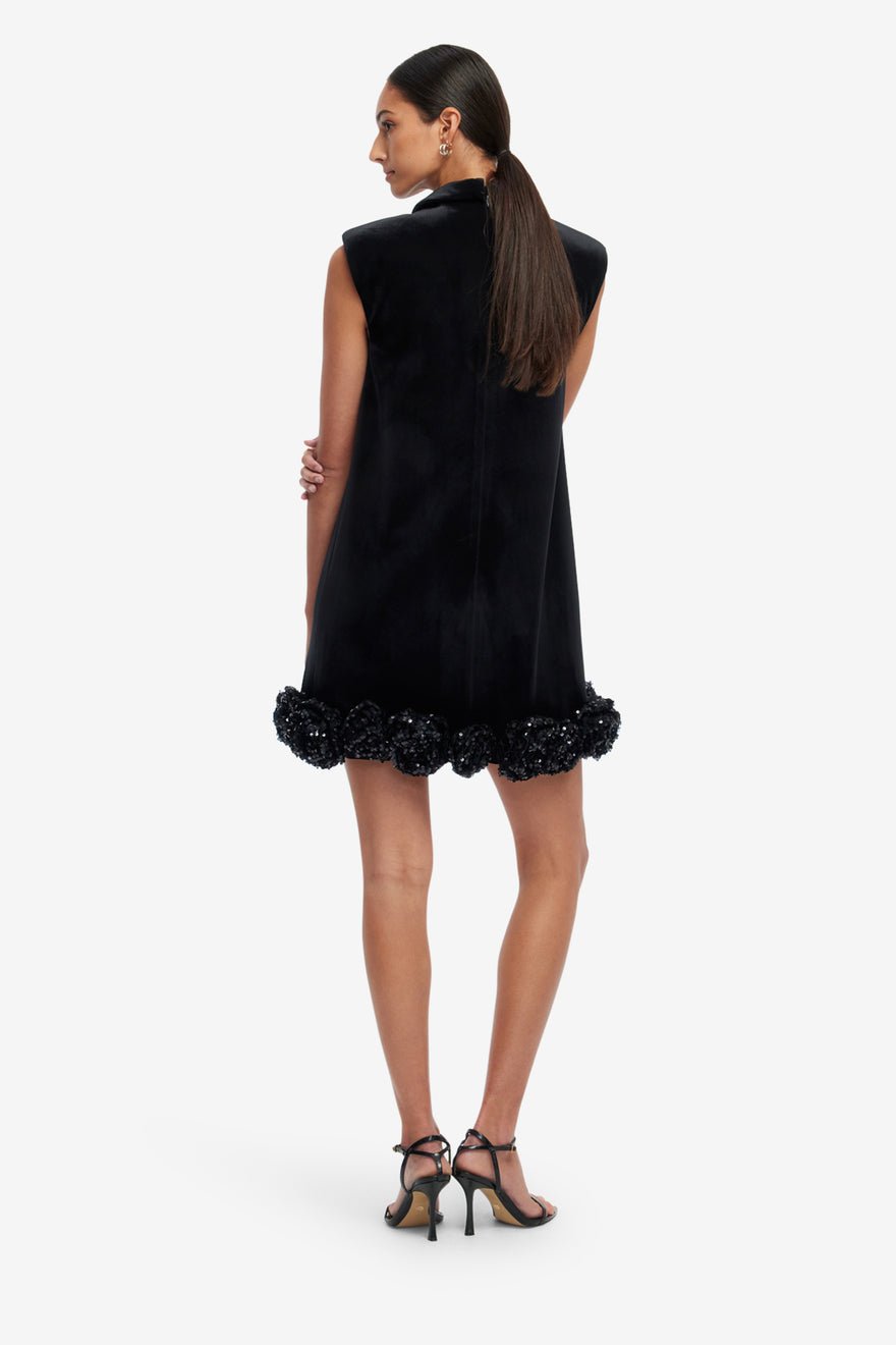 Leo Lin Lingyu Velvet Embellished Mini Dress - Ebony photo 3