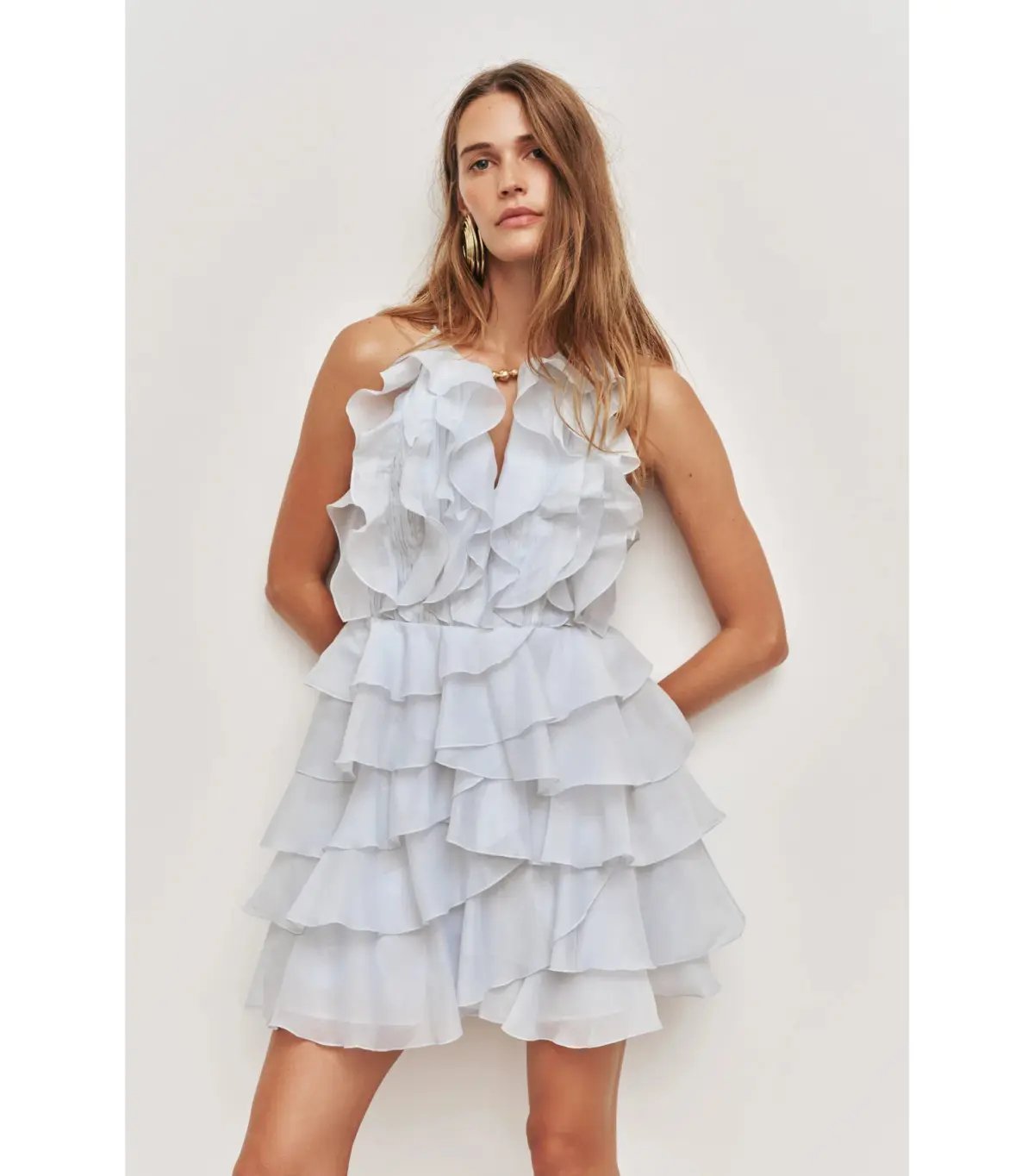 Aje Cleo Mini Dress Silver Blue Size 6 photo 2