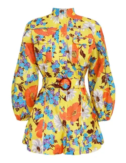 Zimmermann Estelle Panelled Playsuit Yellow Floral Print Size 0 photo 3