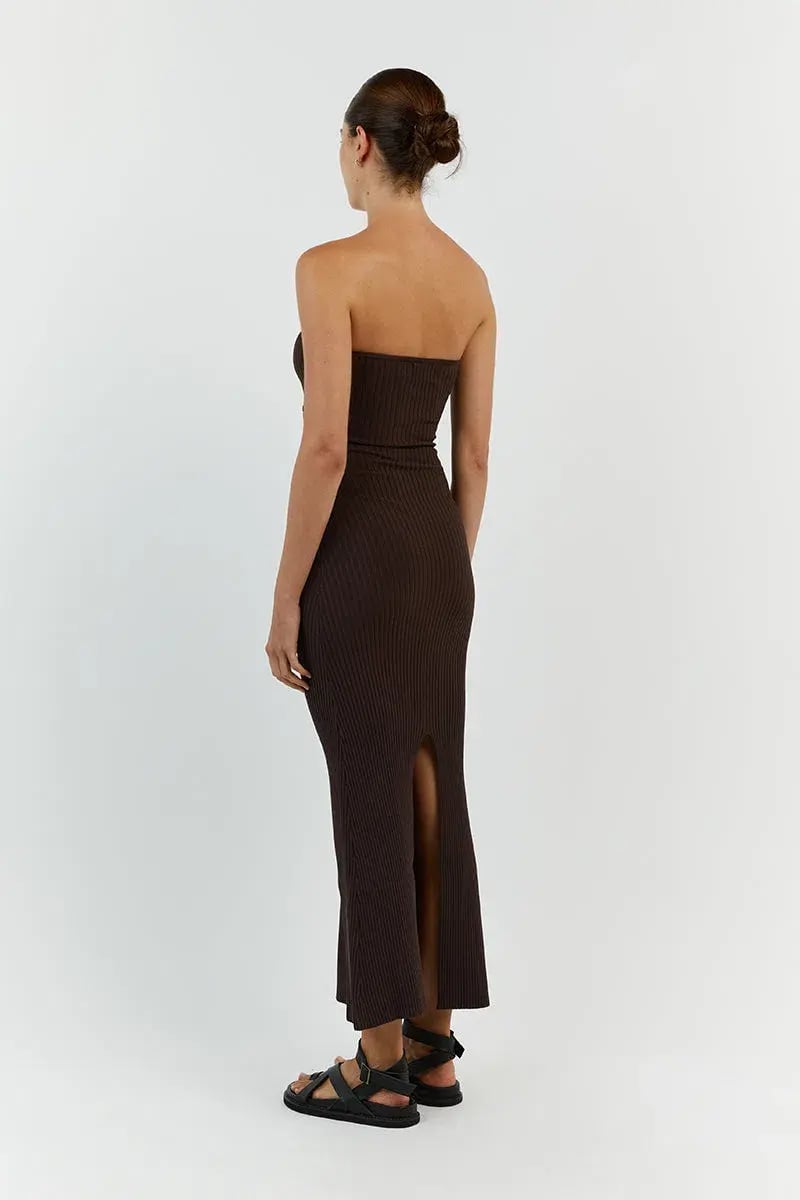 Dissh Raven Bit Choc Bandeau Midi Dress Brown Size L / AU 12 photo 2