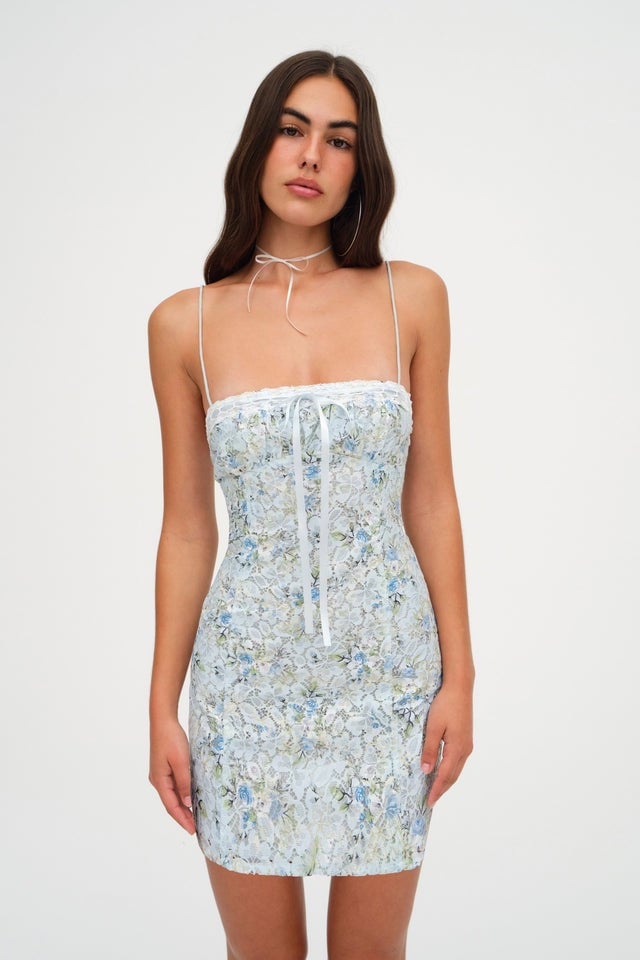 FOR LOVE & LEMONS CLAIRE LACE MINI DRESS - BLUE photo 2