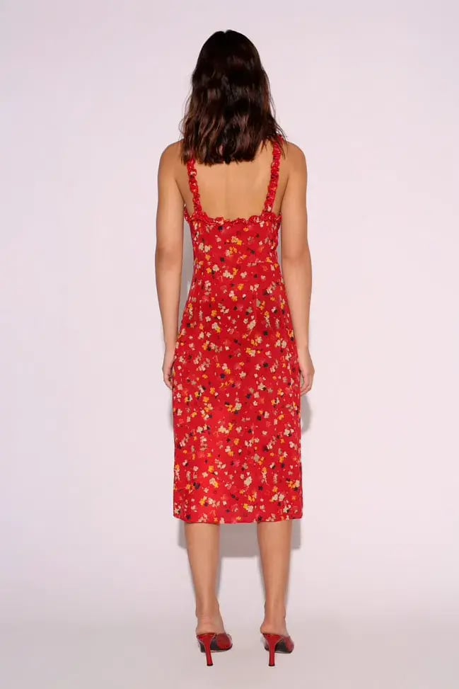Realisation Par Juliet Midi Dress Red Floral Size L /Au 12 photo 2